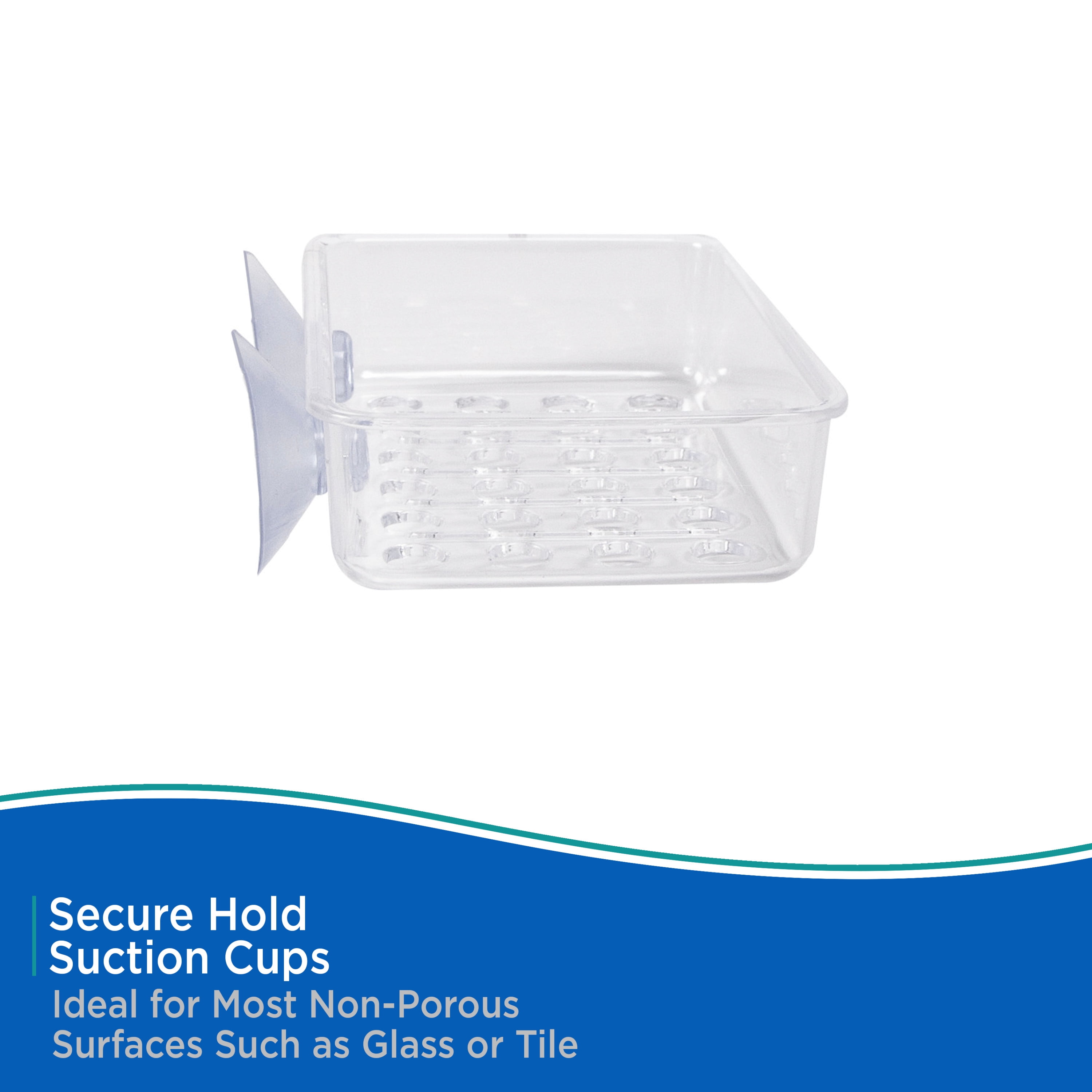 Kenney Plastic Suction Cup Soap or Sponge Dish, Clear