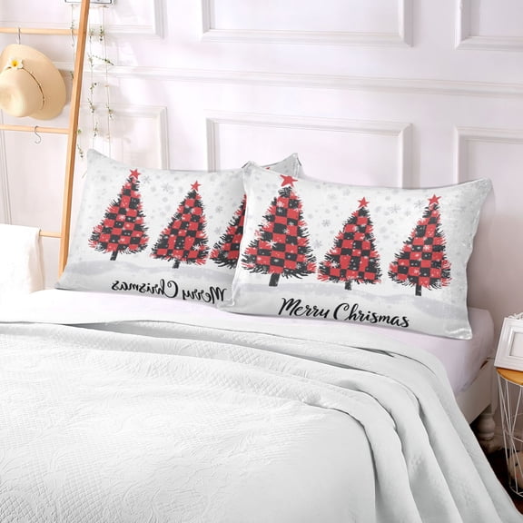 Pillow Case Plush Pillow Red Black Plaid Christmas Trees Case standard size/King size/Queen size Bed Pillow Pillowcases