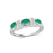 JewelersClub Emerald Ring Birthstone Jewelry – 0.70 Carat Emerald 0.925 Sterling Silver Ring Jewelry with White Diamond Accent – Gemstone Rings with Hypoallergenic 0.925 Sterling Silver Band
