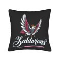 thumbnail image 4 of Set of 2 Decorative Throw Pillow Covers 18x18in - Black Background with Stylized Bird Illustration & ' Yaddurians ' Cursive Design, 4 of 8