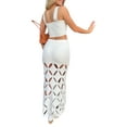 thumbnail image 3 of Women Knitted 2 Piece Outfits Midi Skirt Sets Crop Tank Tops and High Waist Hollow Out Long Skirts Two Piece Outfit Beachwear, 3 of 6