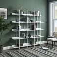 thumbnail image 2 of 5 Tier Bookshelf, Tall Bookcase Shelf Storage Organizer, Vintage Industrial Book Shelf for Bedroom, Living Room and Home Office, Solid Wood Bookshelf, Metal Frame with MDF Board, White, 2 of 7