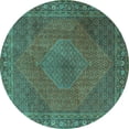 thumbnail image 1 of Ahgly Company Machine Washable Indoor Round Persian Turquoise Blue Traditional Area Rugs, 8' Round, 1 of 4