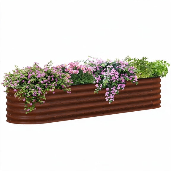Galvanized Raised Garden Bed Kit 8x2x1.4 FT Metal Planter Box with Safety Edging for Vegetables Flowers Herbs Outdoor