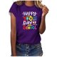 thumbnail image 1 of Camiseta de Profesor de Mujeres, 100 Días Feliz de la Escuela Imprimir Carta de Manga Corta para el Uso Casual Y de Fiesta, la Enseñanza Tee de Moda Temática, 1 of 4