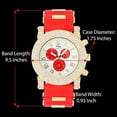 thumbnail image 4 of Classic Bullet Rubber Blinged Out Hip Hop Watch w/a Touch of Casual Sporty Colorful Faux Chrono 3 Eyes - Playful MF Iced Out Watch on The House Dance Floor - ST10248 Red/Wht-Red Eyes, 4 of 5