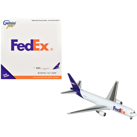 Boeing 767-300F Commercial Aircraft "FedEx (Federal Express)" (N144FE) White with Purple Tail 1/400 Diecast Model Airplane by GeminiJets
