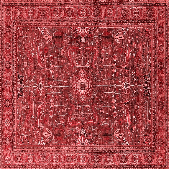 Ahgly Company Indoor Square Oriental Red Industrial Area Rugs, 8' Square
