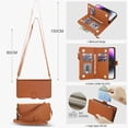 thumbnail image 4 of Case for iPhone 16 Pro Max 6.9 inch, RFID Blocking, Multi-Card Slots, Zipper Pocket 2 in1 Detachable Wallet With Shoulder Strap and Wrist Strap Shockproof Protective Magnetic Case,Brown, 4 of 7