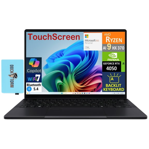 ASUS ProArt PX13 AI Gaming 2-in-1 Laptop 13.3in Touchscreen AMOLED 2.8K Display (AMD Ryzen AI 9 HX 370, 32GB LPDDR5X, 1TB M.2  PCIe SSD, Win 11 Pro) w/Microsoft 365 Personal , DKZ USB Port Expander