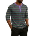 thumbnail image 5 of Hearthz Summer Henley Shirts for Men Striped Raglan 3/4 Sleeve Jersey Baseball T-Shirts Sport Athletic Big and Tall Cotton T Shirts for Men, 5 of 8