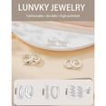 thumbnail image 4 of LUNVKY 3 Pairs 18K White Gold Plated Hoop Earrings for Women with S925 Sterling Silver Post CZ Huggie Hypoallergenic Stud Earring Sets Birthday Christmas Jewelry Gifts Teen Adult Stocking Stuffers, 4 of 6