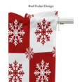 thumbnail image 5 of Faux Linen Valances for Windows Christmas Snowflakes Red and White Plaid Curtains Valance Light Filtering Rod Pocket Small Window Treatment for Kitchen Living Room Bedroom 42x18In, 5 of 6