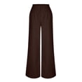 thumbnail image 3 of Womens Pants Wide Leg Solid Color Business Pants With Pockets Button Front Casual Trousers royal blue XXL, 3 of 4
