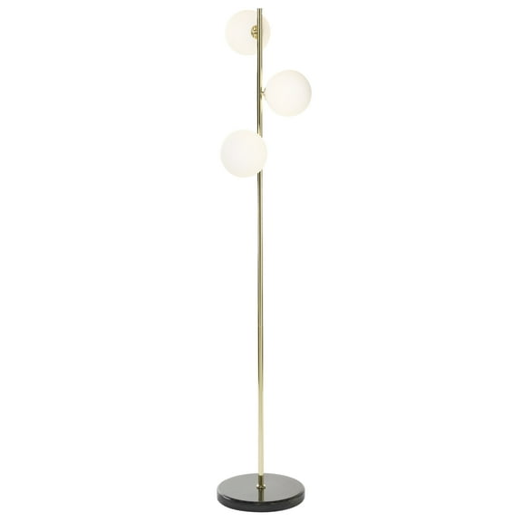 CosmoLiving by Cosmopolitan 55" 3 Light Gold Floor Lamp with White Glass Shade