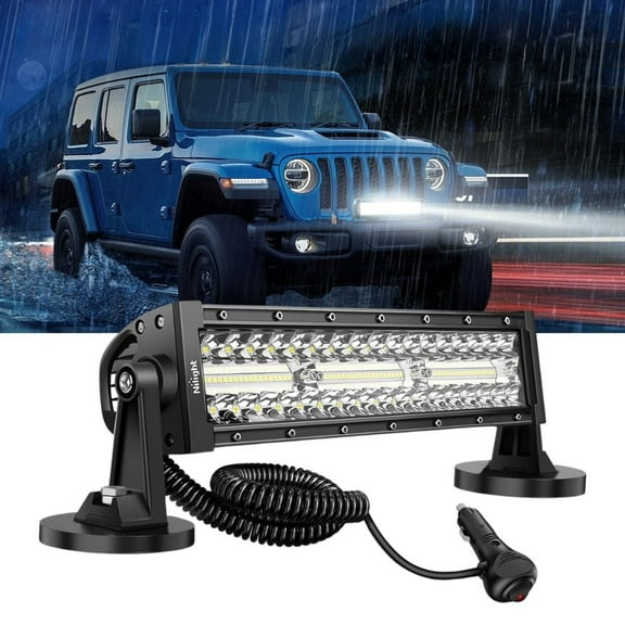 Nilight 13.5 Inch LED Light Bar, Spot Flood Combo, 96 LEDs, Magnetic Base, Fog Driving Lights for Truck, UTV