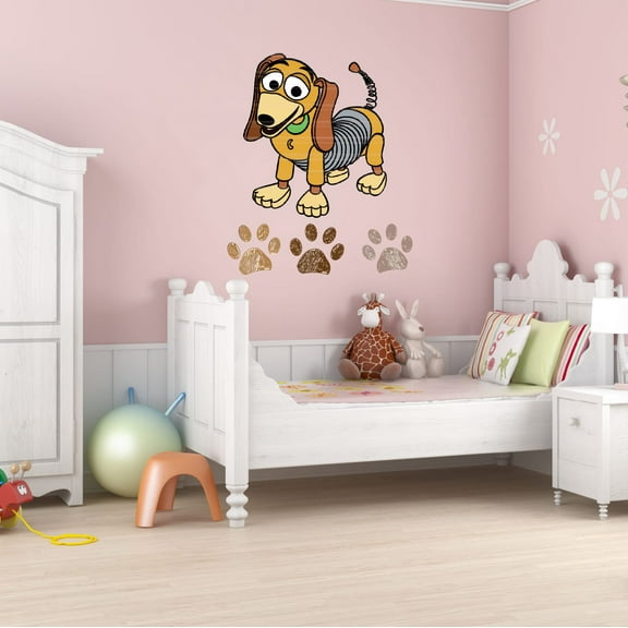Animal Wall Decal Cute Robotic Dog with His Foot Prints Bedroom Wall Decal for Children Dog Cute Themed Room Dcor - Size: 32 In x 40 In