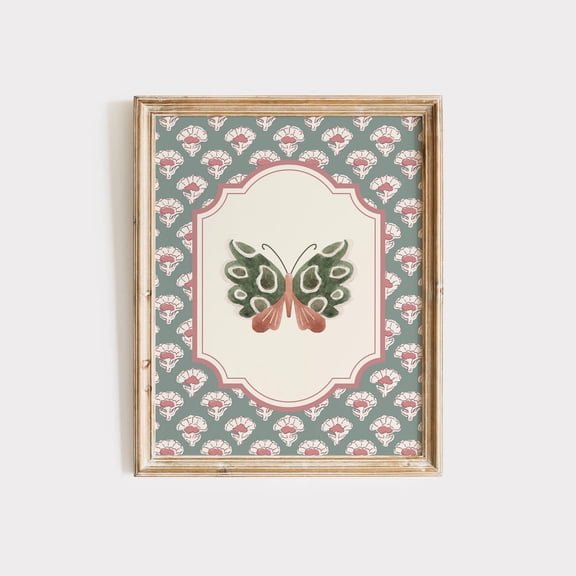 Butterfly Print, Cottagecore Wall Art, Floral Pattern Poster, Trendy Apartment Decor, Nursery Prints Sage Green Wall Art Wall Art, Modern Wall Decor, 8x12 UNFRAMED