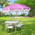 thumbnail image 2 of Beach Umbrella with Fringe 6ft Pink Boho Patio Umbrella UV50+ Sun Protection, Tiltable & Waterproof, 2 of 5