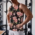 thumbnail image 5 of Uemuo Rose Flowers Pattern Men's Muscle Shirts Sleeveless Dry Fit Gym Workout Tank Top Lightweight Sports Tank Top Beach Tank Top, Loose-fit Sleeveless Shirt-XX-Large, 5 of 7