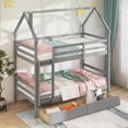 thumbnail image 4 of EUROCO Twin House Bunk Bed with Drawers for Kids Room, Gray, 4 of 18