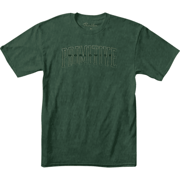 Primitive Skateboarding Collegiate Worldwide Short Sleeve T-Shirt Green Pigment, Small, Men's