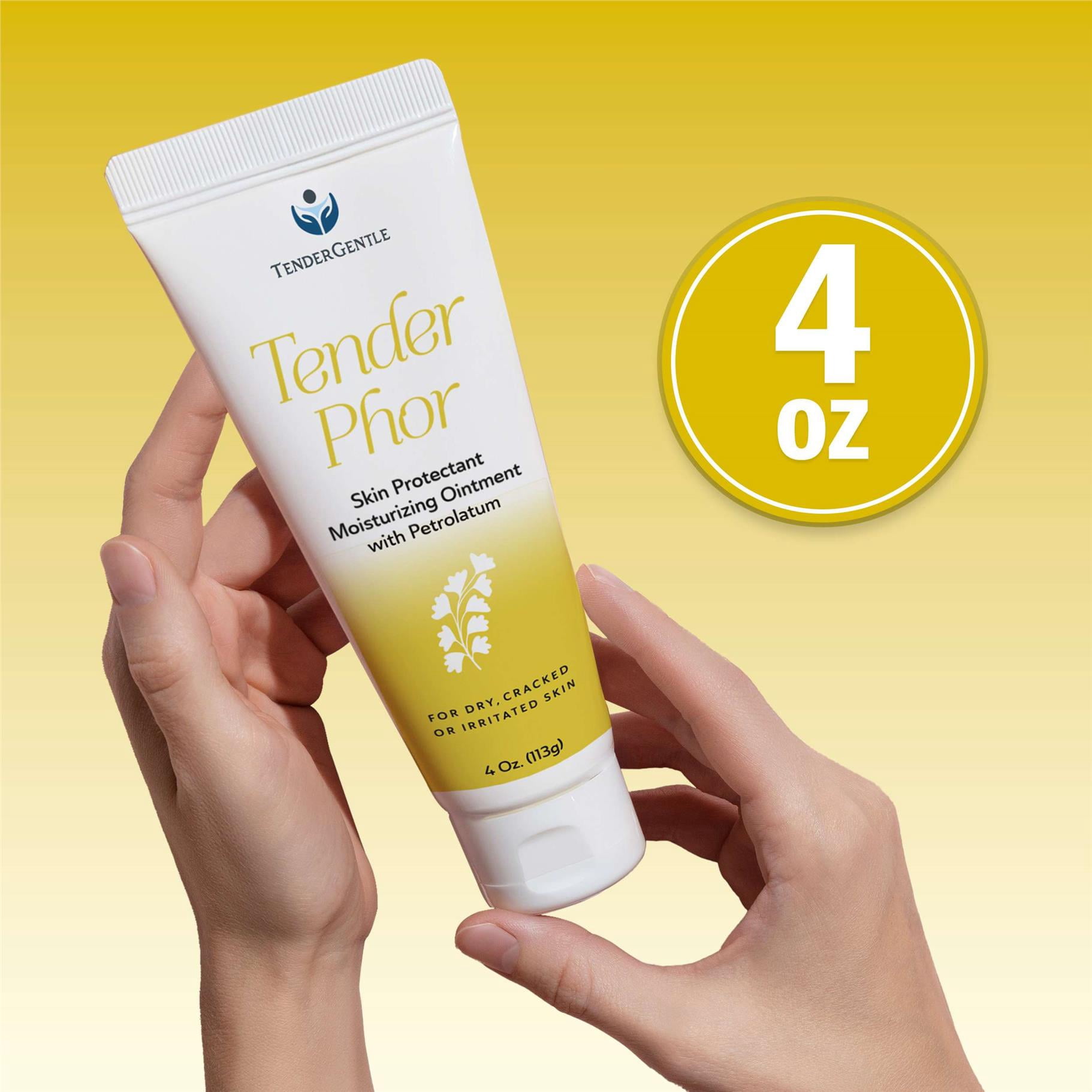 Tender Gentle Petroleum Jelly for Baby and Adults - 4 oz, Ointment Skin Protectant, For Dry and Cracked Skin, Scrapes, Cuts - 6 pk