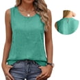 thumbnail image 4 of WULMLEO Cotton Linen Tank Tops for Womens Comfy Lounge Wear Summer Sleeveless Crewneck Shirts Casual Blouse Loose Fit Camis Turquoise Cotton-Linen Blend, 4 of 6