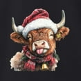 thumbnail image 3 of Wild Bobby Cute Fluffy Christmas Cow with Santa Hat, Cute Christmas Design. Unisex Sweater Crewneck Sweatshirt, 3 of 5
