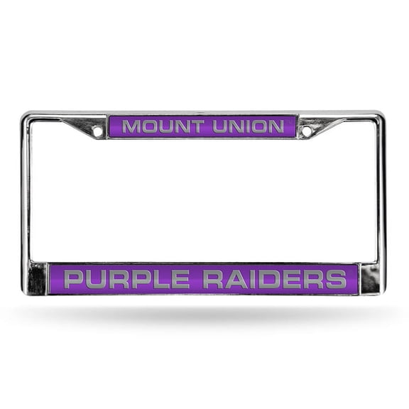 Mount Union Purple Raiders Chrome Metal Laser Cut License Plate Frame