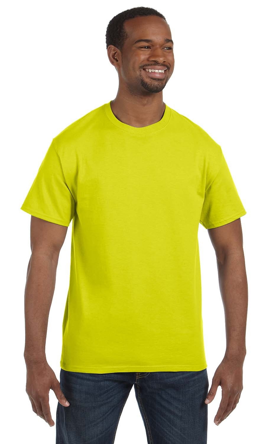 6X 5X 4X Hanes MENS T-Shirt Safety Green Yellow Orange Tagless S M L XL 2X 3X 