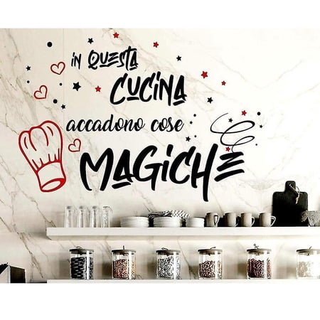 Italian Mottos Chef Hat Removable Wall Decal Self Adhesive Kitchen Wall ...