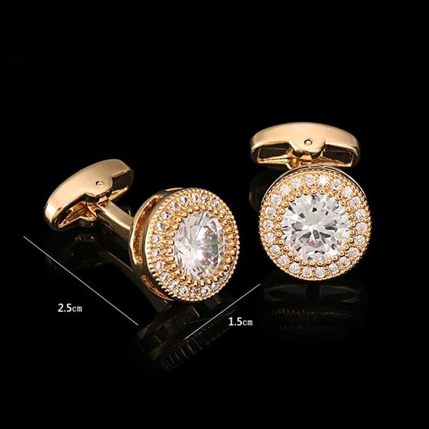 Gemelos de diamantes con piedras preciosas brillantes, gemelos de lujo para hombres, camisas de traje, recuerdo de negocios, gemelos de lujo, joyería de boda para hombres yaoshenbao CONDUJO