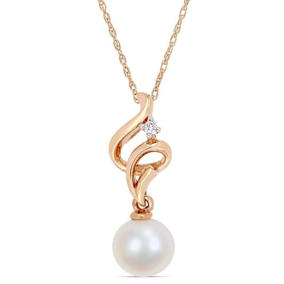 Everly Women's Cultured Pearl and Diamond 10k Rose Gold Necklace
