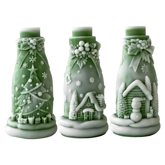 JDH silicone Christmas Bottle Aromatherapy Candle Mold DIY Christmas Decoration Ornament Christmas Tree Relief Mold