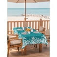 thumbnail image 3 of Rectangle Outdoor Tablecloth With Umbrella Hole And Zipper– Nautical Coastal Waterproof Patio Table Cover for Party, Picnic, Backyard, 60"x102" , Ocean Coral Texture Turquoise White, 3 of 8