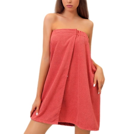 Tregren Women Wearable Bath Towels Solid Color Absorbent Wrap Around Towel Adjustable Body Wrap Dress for Shower Spa Beach
