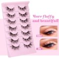 thumbnail image 3 of HSHDLDF False Eyelashes Wispy Lashes Natural Look Fluffy Lashes Mink Cat Eye Lashes Clear Band Natural Strip Lashes Clusters Asian Fake Eyelashes Pack by 7 Pairs, 3 of 7
