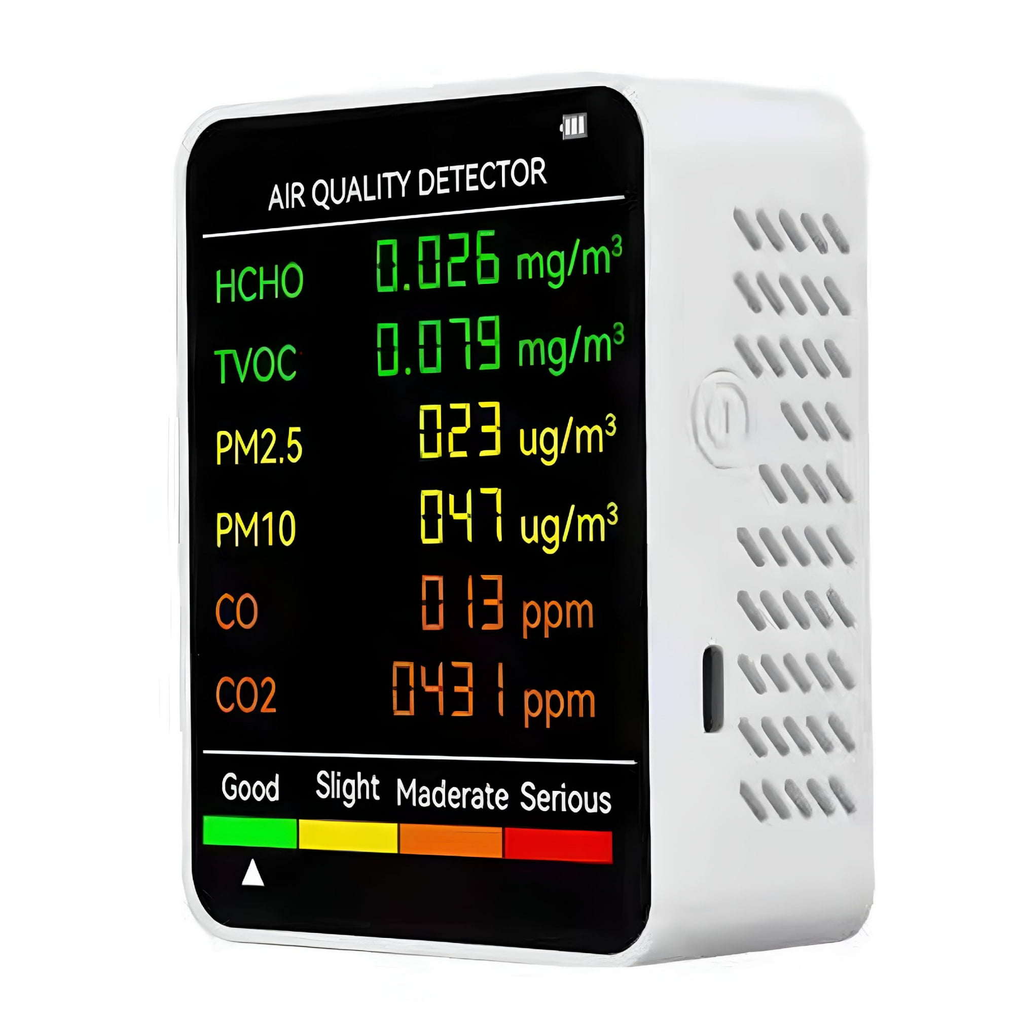 GJX Portable Indoor Air Quality Monitor, PM2.5 CO2 HCHO TVOC Tester with LCD Display, Environmental Safety Analyzer