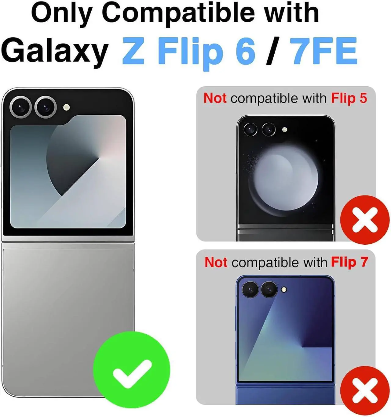 Case for Samsung Galaxy Z Flip 6 Case / Z Flip 7 FE, Hinge Protection, Built-in Screen Protector, Wireless Charging, Slim Rugged Phone Protective Case for Galaxy Z Flip 6