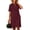 Wine, variant on XUNKUSGA Summer Dresses for Women Casual Linen Cotton Mothers Day Dresses for Women Classic Solid Color V Neck Short Sleeves A Line Dress with Pockets,White,S