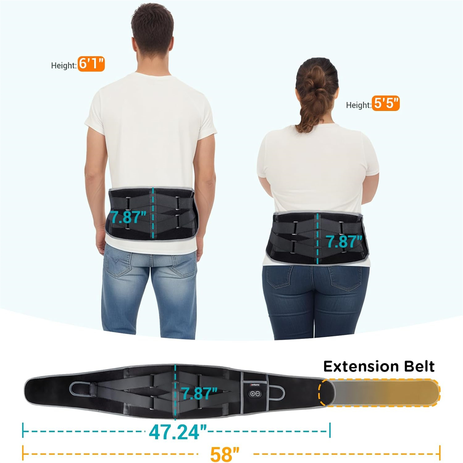 Comfytemp Cordless Heating Pad with Massager for Back Pain Relief, Portable Lower Back Massager Eligible Rechargeable, Birthday Gifts for Women Men Mom Dad Seniors Christmas 3 Heat 30 Auto-Off