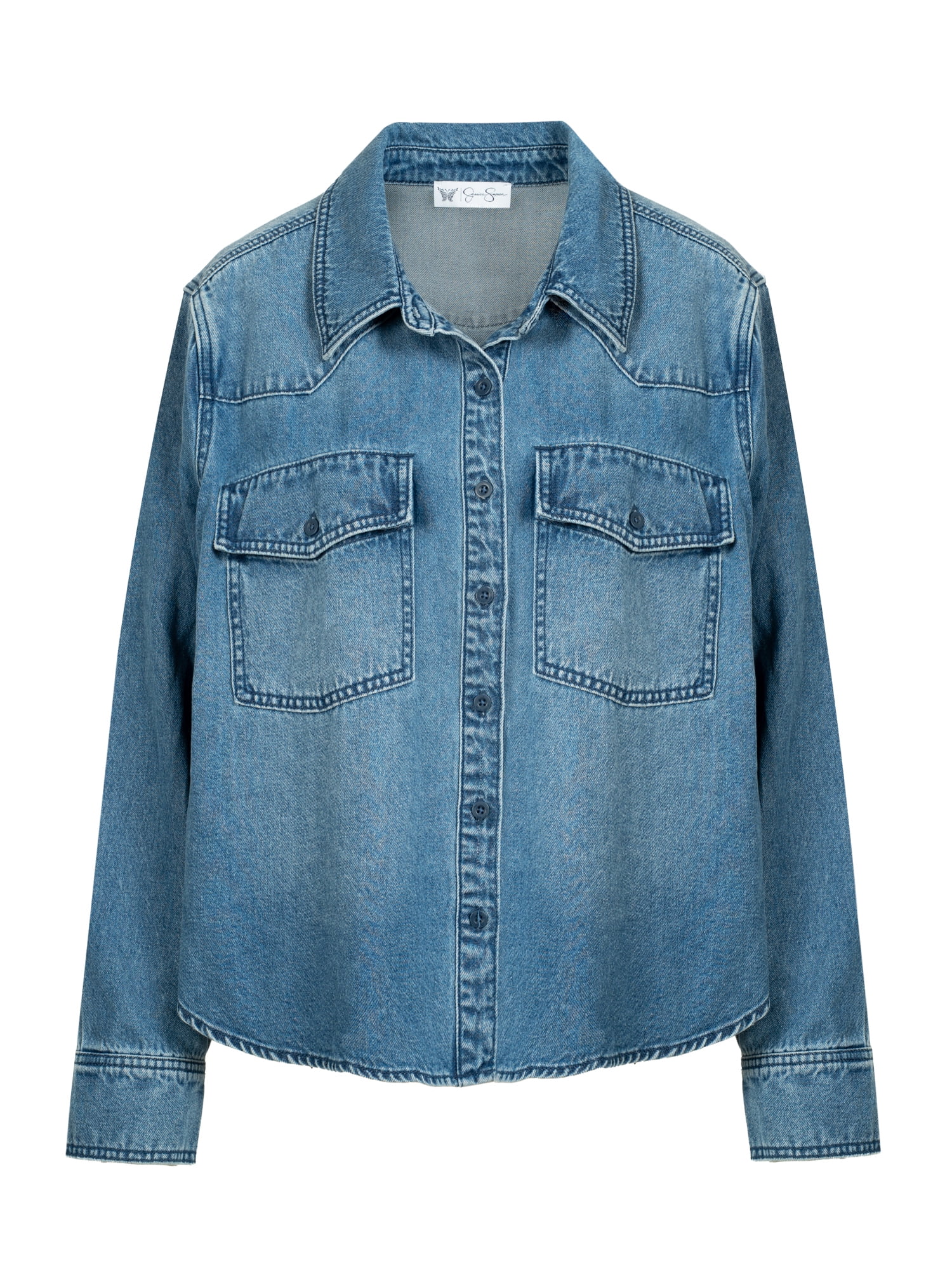 Jessica Simpson Women's Plus Size Denim Crop Shirt, Sizes 0X-4X