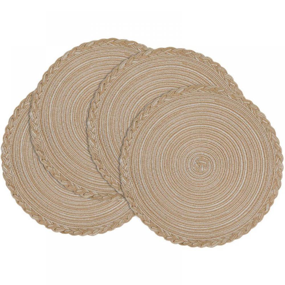 Round Braided Placemats Set of Round Table Mat for Dining Tables 15