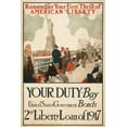 thumbnail image 2 of Unknown 20th Century American Artist 17x24 Gold Ornate Wood Framed with Double Matting Museum Art Print Titled - Remember Your First Thrill of American Liberty, 1917, 2 of 4
