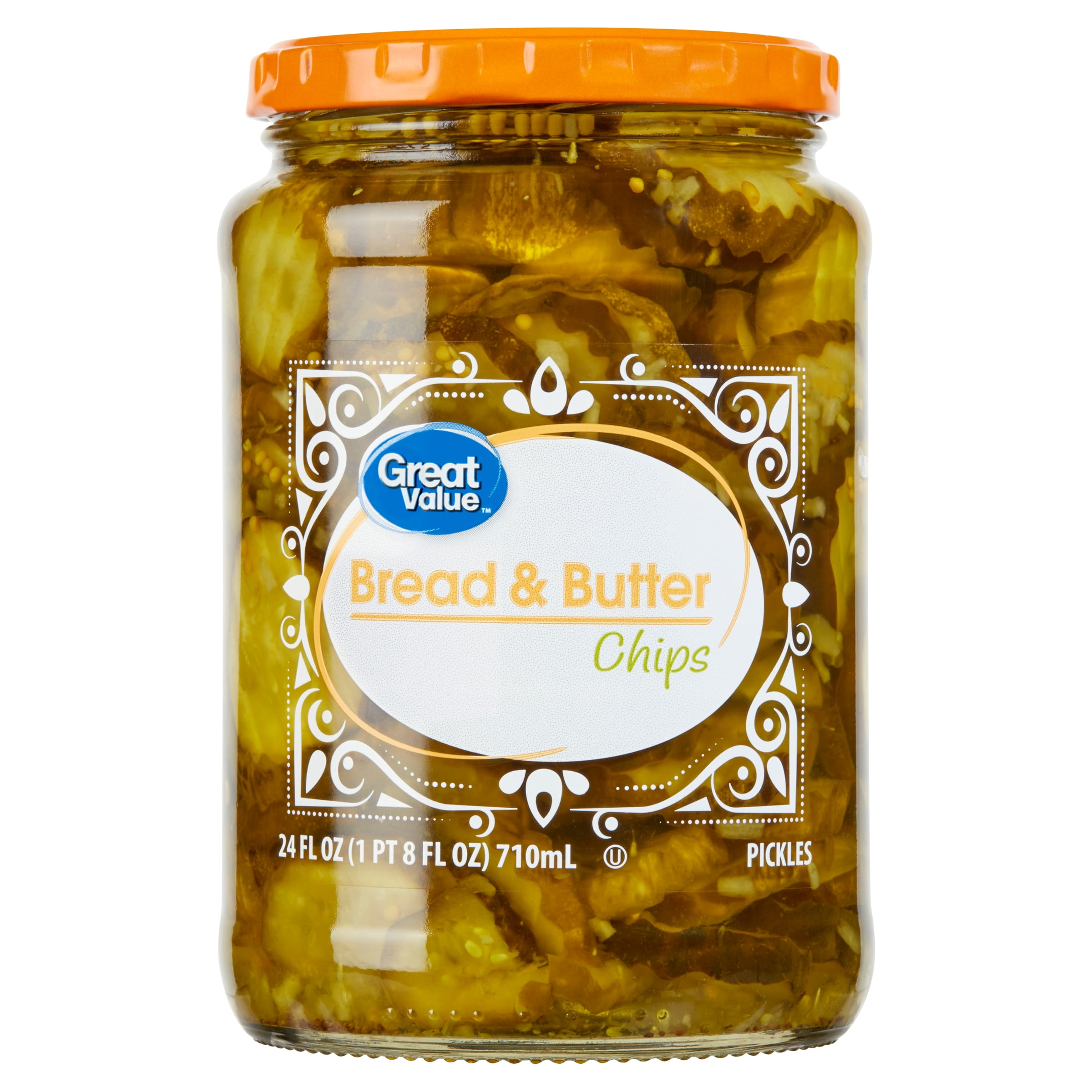 (6 pack) Great Value Bread & Butter Chips Pickles Fresh Pack, 24 fl oz