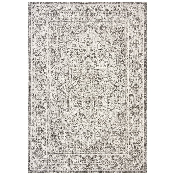 SAFAVIEH Courtyard Joey Traditional Indoor/Outdoor Area Rug, 5'3" x 7'7", Slate/Grey