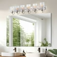 thumbnail image 5 of Kira Home Armada II 48" 6-Light Over Mirror / Bathroom Light, Hammered Glass Shades, Curved Arms, Brushed Nickel, 5 of 9
