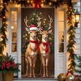 thumbnail image 5 of Taicans Reindeer Christmas Door Cover - 71x35in Holiday Decorative Xmas Tree Backdrop,Winter Holiday Door Decorations,Reindeer & Snowflake Pattern,Indoor/Outdoor Use, 5 of 5