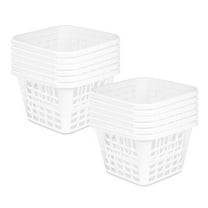 Sterilite Square Laundry Basket, 1.25 Bushel Plastic Hamper with Handles, White, 12 Pack